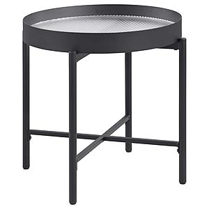 Ozella Round End Side Table w/Recessed Top Sandy Black by Coaster