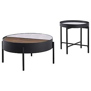 Ozella 2-piece Round Coffee and End Table Set Sandy Black by Coaster