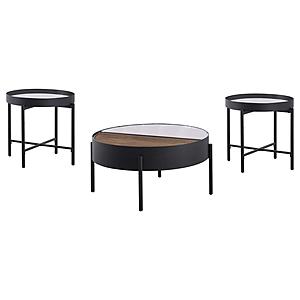 Ozella 3-piece Round Coffee and End Table Set Sandy Black by Coaster