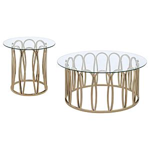 Monett 2-piece Coffee and End Table Set Chocolate Chrome by Coaster