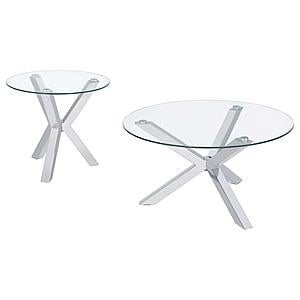 Kenzie 2-piece Round Coffee and End Table Set Chrome by Coaster
