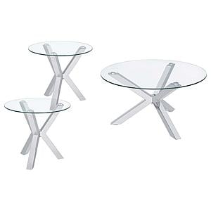 Kenzie 3-piece Round Coffee and End Table Set Chrome by Coaster