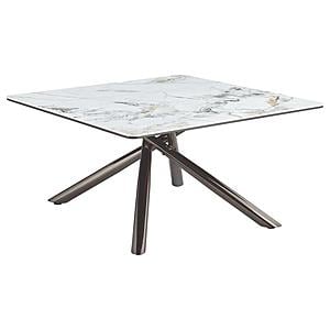 Carvell Square Sintered Stone Top Coffee Table Mirage White by Coaster