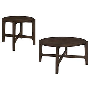 Cota 2-piece Solid Wood Coffee and End Table Set Dark Brown by Coaster