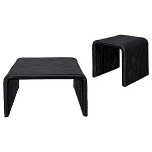 Cahya 2-piece Rattan Coffee and End Table Set Black by Coaster