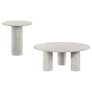 Astoria 2-piece Marble Coffee and End Table Set White by Coaster