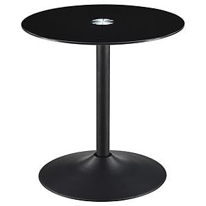 Ganso Round Metal End Table with Tempered Glass Top Black by Coaster