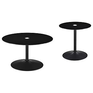 Ganso 2-piece Round Glass Top Coffee and End Table Set Black by Coaster