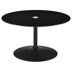 Ganso Round Metal Coffee Table with Tempered Glass Top Black by Coaster