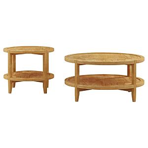 Camillo 2-piece Round Coffee and End Table Set Maple Brown by Coaster