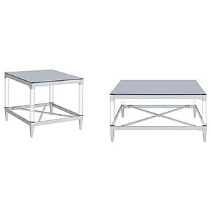 Lindley 2-piece Square Coffee and End Table Set Chrome by Coaster
