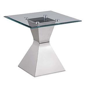 Jenny Glass Top Stainless Steel Side End Table Chrome by Coaster