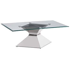 Jenny Glass Top Stainless Steel Coffee Table Chrome by Coaster