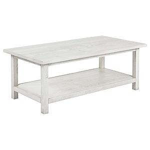 Payne Wood Coffee Table w/Shelf Distressed White by Coaster