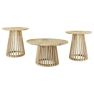Touhy 3-piece Round Coffee and End Table Set Natural Mango by Coaster