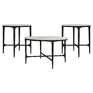 Hermas 3-piece Round Marble Coffee and End Table Set White by Coaster