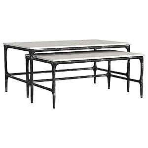 Ebby 2-piece Genuine Marble Top Nesting Coffee Tables White by Coaster