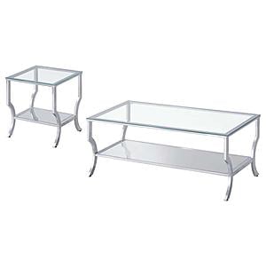 Saide 2-piece Glass Top Coffee and End Table Set Chrome by Coaster