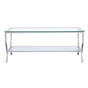 Saide Rectangular Coffee Table with Mirrored Shelf Chrome by Coaster