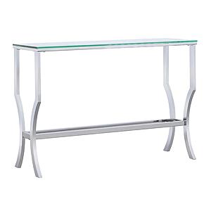 Saide Rectangular Sofa Table w/Mirrored Shelf Chrome by Coaster