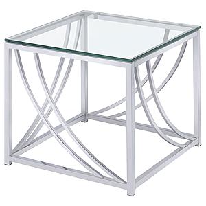Lille Glass Top Square End Table Accents Chrome by Coaster