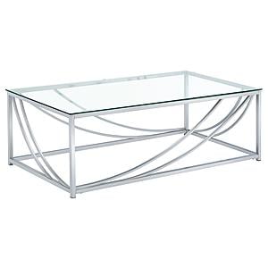 Lille Glass Top Rectangular Coffee Table Accents Chrome by Coaster