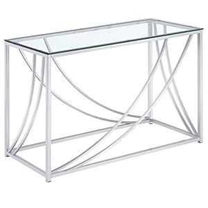 Lille Glass Top Rectangular Sofa Table Accents Chrome by Coaster