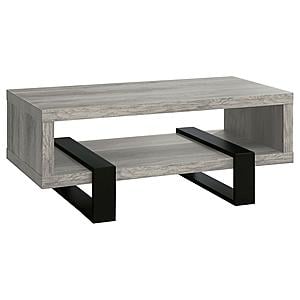 Dinard Coffee Table with Shelf Grey Driftwood by Coaster
