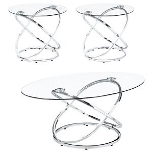 Warren 3-piece Occasional Set Chrome and Clear by Coaster