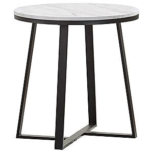 Hugo Metal Base Round End Table White and Matte Black by Coaster