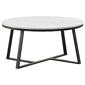 Hugo Round Coffee Table White and Matte Black by Coaster