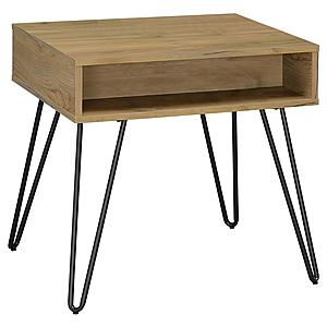 Fanning Square End Table with Open Compartment Golden Oak and Black by Coaster