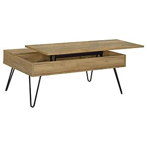 Fanning Lift Top Storage Coffee Table Golden Oak and Black by Coaster