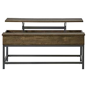 Byers Black Coffee Table with Hidden Storage Brown Oak and Sandy Black by Coaster