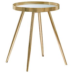Kaelyn Round Mirror Top End Table Gold by Coaster