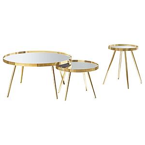 Kaelyn 3-piece Round Coffee and End Table Set Gold by Coaster