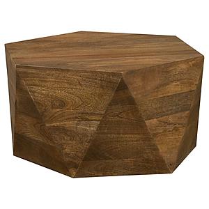 Zalika Hexagonal Solid Mango Wood Coffee Table Natural by Coaster