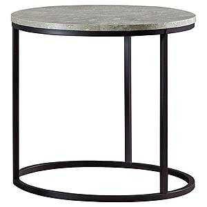 Lainey Faux Marble Round Top End Table Grey and Gunmetal by Coaster