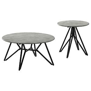 Hadi 2-piece Round SmartTop Coffee and End Table Set Cement and Gunmetal by Coaster