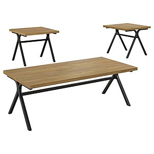 Colmar 3-piece Trestle Occasional Table Set Golden Oak and Gunmetal by Coaster