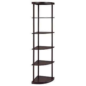 Bonwick 5-shelf Corner Bookshelf Cappuccino by Coaster