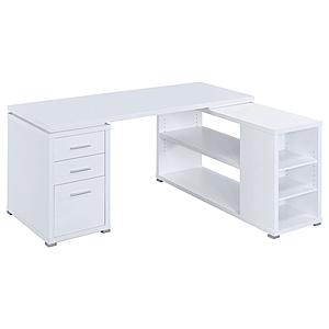 Yvette L-shape Office Desk White by Coaster