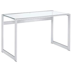 Hartford Glass Top Writing Desk Chrome by Coaster