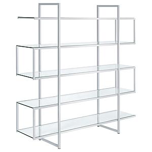 Elmer 5-shelf Bookcase Chrome and Clear by Coaster