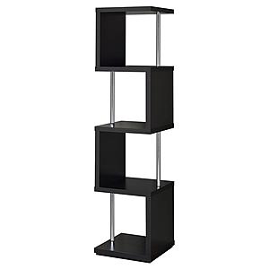 Baxter 4-shelf Bookcase Black and Chrome by Coaster
