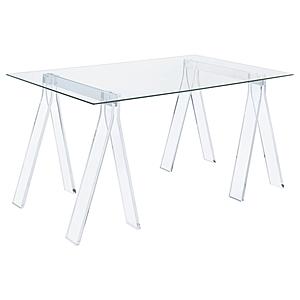 Amaturo Writing Desk w/Glass Top Clear by Coaster