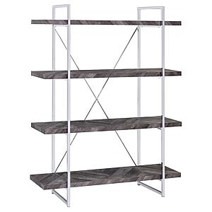 Grimma 4-shelf Bookcase Rustic Grey Herringbone by Coaster