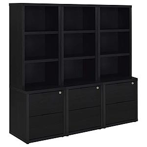 Westpark 3-piece Wall Unit Bookcase Set w/USB Black by Coaster