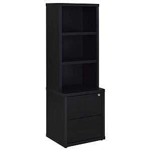 Westpark 3-Shelf Bookcase USB and Lockable Drawer Black by Coaster