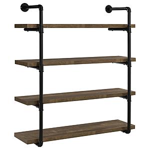 Elmcrest 40-inch Wall Shelf Black and Rustic Oak by Coaster